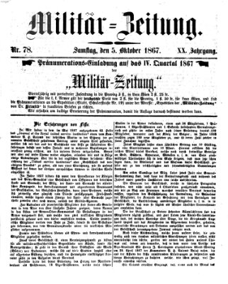 Militär-Zeitung Samstag 5. Oktober 1867