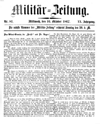 Militär-Zeitung Mittwoch 16. Oktober 1867