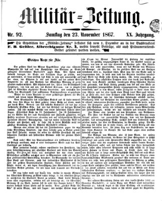 Militär-Zeitung Samstag 23. November 1867