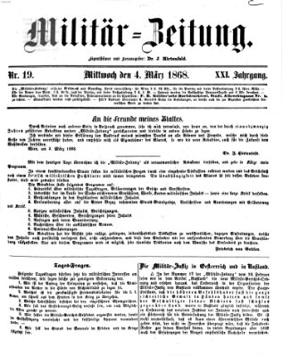 Militär-Zeitung Mittwoch 4. März 1868