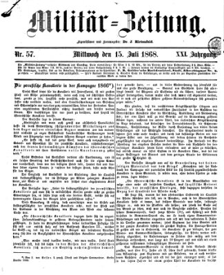 Militär-Zeitung Mittwoch 15. Juli 1868