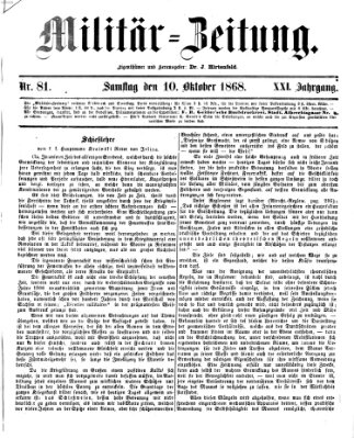 Militär-Zeitung Samstag 10. Oktober 1868