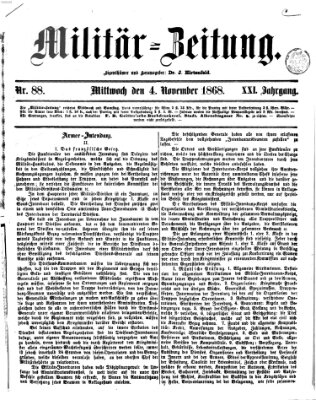 Militär-Zeitung Mittwoch 4. November 1868