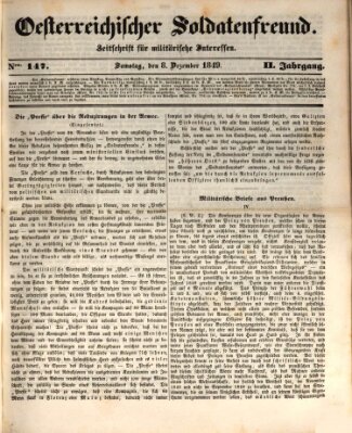 Oesterreichischer Soldatenfreund (Militär-Zeitung) Samstag 8. Dezember 1849
