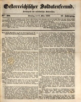 Oesterreichischer Soldatenfreund (Militär-Zeitung) Samstag 9. März 1850