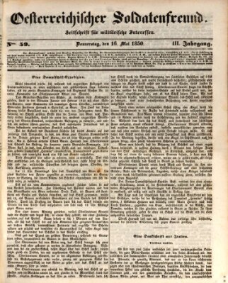 Oesterreichischer Soldatenfreund (Militär-Zeitung) Donnerstag 16. Mai 1850