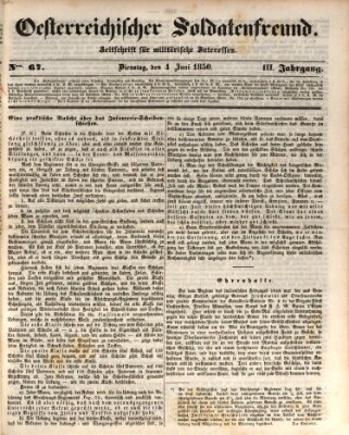 Oesterreichischer Soldatenfreund (Militär-Zeitung) Dienstag 4. Juni 1850