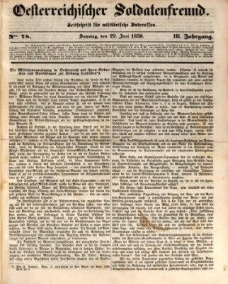 Oesterreichischer Soldatenfreund (Militär-Zeitung) Samstag 29. Juni 1850