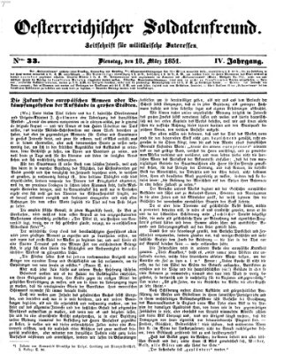 Oesterreichischer Soldatenfreund (Militär-Zeitung) Dienstag 18. März 1851