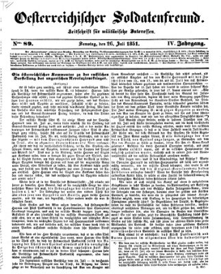 Oesterreichischer Soldatenfreund (Militär-Zeitung) Samstag 26. Juli 1851