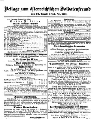 Oesterreichischer Soldatenfreund (Militär-Zeitung) Samstag 30. August 1851