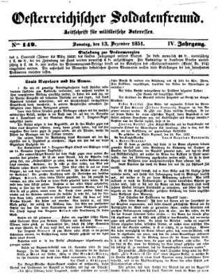 Oesterreichischer Soldatenfreund (Militär-Zeitung) Samstag 13. Dezember 1851