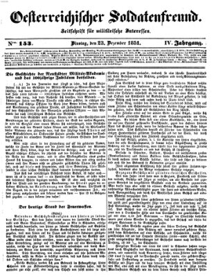 Oesterreichischer Soldatenfreund (Militär-Zeitung) Dienstag 23. Dezember 1851