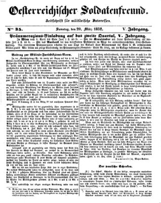 Oesterreichischer Soldatenfreund (Militär-Zeitung) Samstag 20. März 1852
