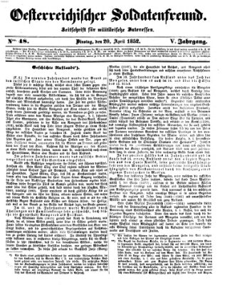 Oesterreichischer Soldatenfreund (Militär-Zeitung) Dienstag 20. April 1852