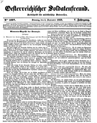 Oesterreichischer Soldatenfreund (Militär-Zeitung) Samstag 4. September 1852