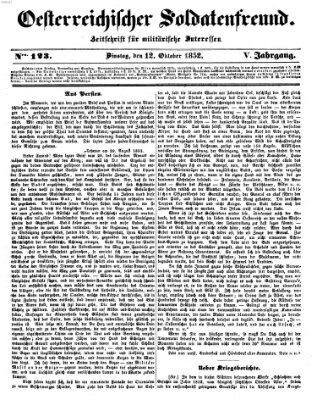 Oesterreichischer Soldatenfreund (Militär-Zeitung) Dienstag 12. Oktober 1852
