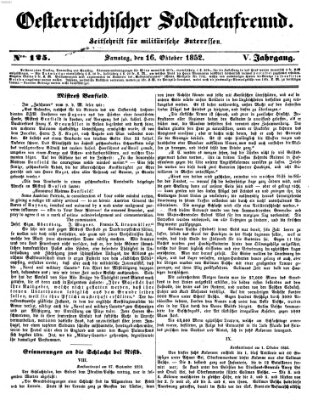 Oesterreichischer Soldatenfreund (Militär-Zeitung) Samstag 16. Oktober 1852