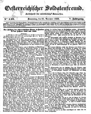 Oesterreichischer Soldatenfreund (Militär-Zeitung) Donnerstag 25. November 1852