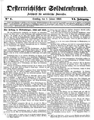 Oesterreichischer Soldatenfreund (Militär-Zeitung) Samstag 1. Januar 1853