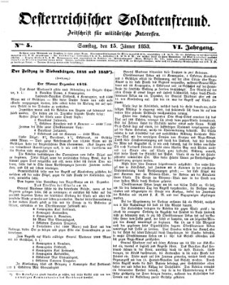 Oesterreichischer Soldatenfreund (Militär-Zeitung) Samstag 15. Januar 1853