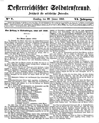 Oesterreichischer Soldatenfreund (Militär-Zeitung) Samstag 22. Januar 1853