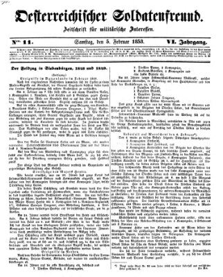Oesterreichischer Soldatenfreund (Militär-Zeitung) Samstag 5. Februar 1853