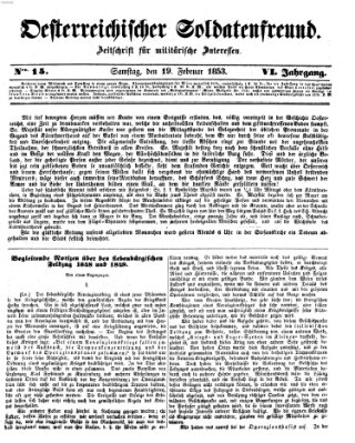 Oesterreichischer Soldatenfreund (Militär-Zeitung) Samstag 19. Februar 1853