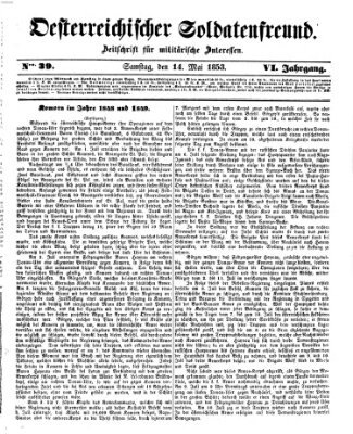 Oesterreichischer Soldatenfreund (Militär-Zeitung) Samstag 14. Mai 1853