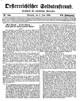 Oesterreichischer Soldatenfreund (Militär-Zeitung) Mittwoch 1. Juni 1853