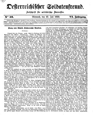 Oesterreichischer Soldatenfreund (Militär-Zeitung) Mittwoch 13. Juli 1853