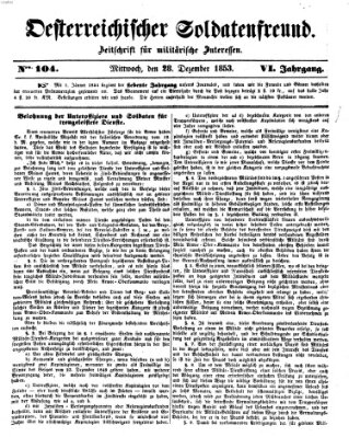 Oesterreichischer Soldatenfreund (Militär-Zeitung) Mittwoch 28. Dezember 1853