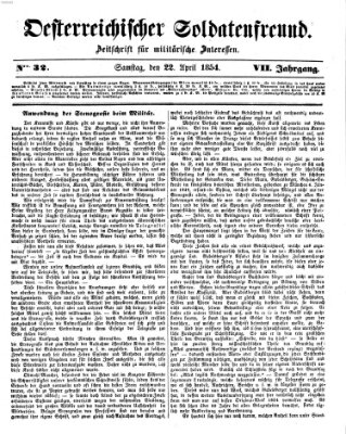 Oesterreichischer Soldatenfreund (Militär-Zeitung) Samstag 22. April 1854