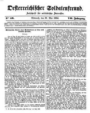 Oesterreichischer Soldatenfreund (Militär-Zeitung) Mittwoch 31. Mai 1854
