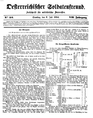 Oesterreichischer Soldatenfreund (Militär-Zeitung) Samstag 8. Juli 1854