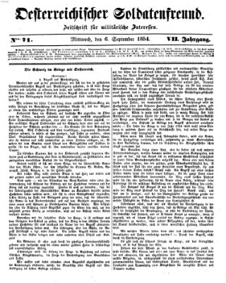 Oesterreichischer Soldatenfreund (Militär-Zeitung) Mittwoch 6. September 1854