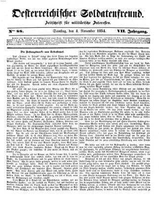 Oesterreichischer Soldatenfreund (Militär-Zeitung) Samstag 4. November 1854