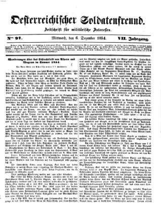 Oesterreichischer Soldatenfreund (Militär-Zeitung) Mittwoch 6. Dezember 1854