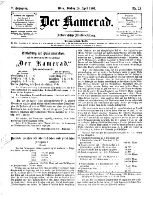 Der Kamerad Dienstag 10. April 1866