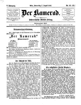 Der Kamerad Donnerstag 2. August 1866