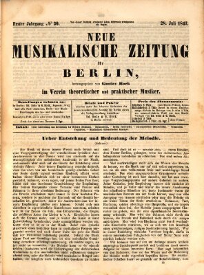 Neue Berliner Musikzeitung Mittwoch 28. Juli 1847