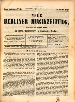 Neue Berliner Musikzeitung Mittwoch 20. Oktober 1847