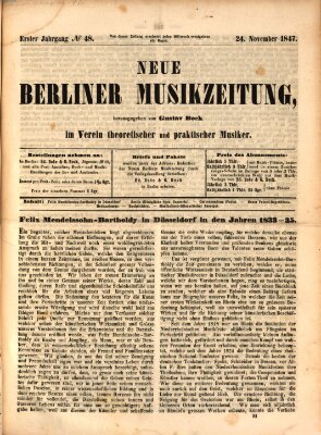 Neue Berliner Musikzeitung Mittwoch 24. November 1847