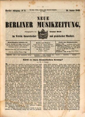 Neue Berliner Musikzeitung Mittwoch 19. Januar 1848