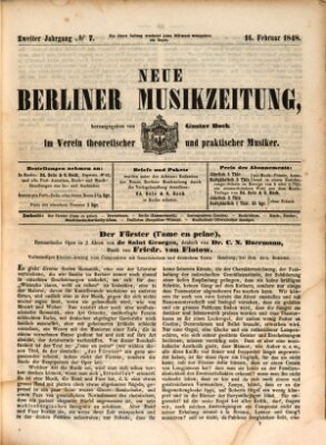 Neue Berliner Musikzeitung Mittwoch 16. Februar 1848