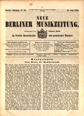 Neue Berliner Musikzeitung Mittwoch 21. Juni 1848