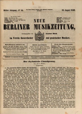 Neue Berliner Musikzeitung Mittwoch 22. August 1849