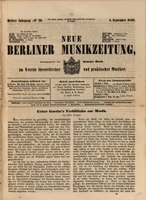 Neue Berliner Musikzeitung Mittwoch 5. September 1849