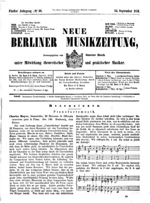 Neue Berliner Musikzeitung Mittwoch 24. September 1851