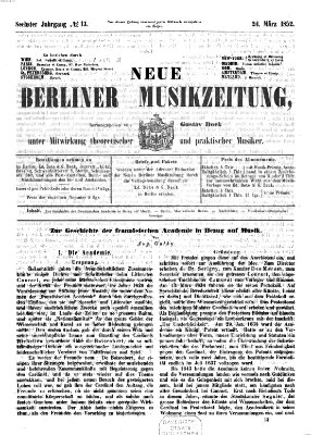 Neue Berliner Musikzeitung Mittwoch 24. März 1852